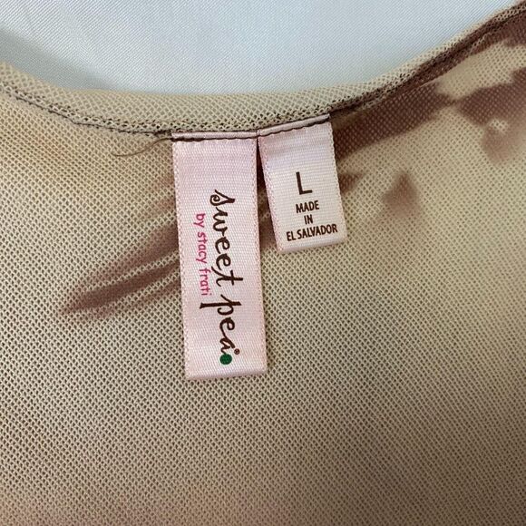 Sweet Pea Collection Early 2000's Brown Tan Grunge Tattoo Mesh Long Sleeve L - Picture 6 of 7